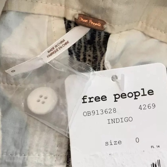 NWT Free People Light At Sunrise Indigo Blue Striped High Waisted Pants Sz 0 - Picture 7 of 7